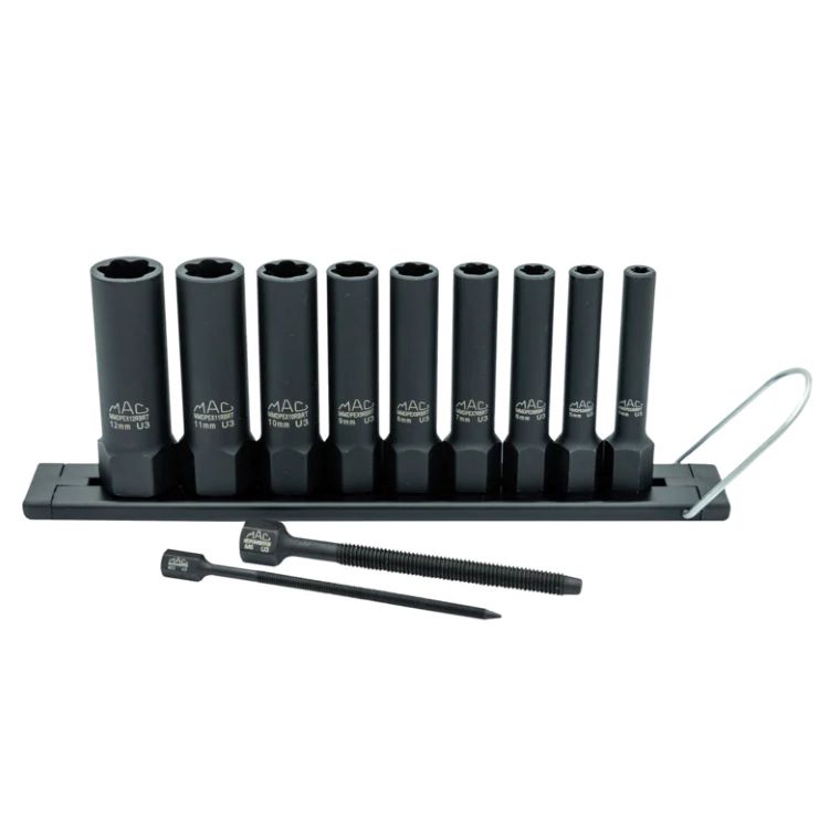[正規輸入品] マックツールズ 9Pc. 1/4インチ R.B.R.T™ メトリック ディープ エクストラクターソケットセット ...