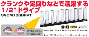 マックツールズ 1/2 ソケットセット SVM106BRPT - メンテナンス用品